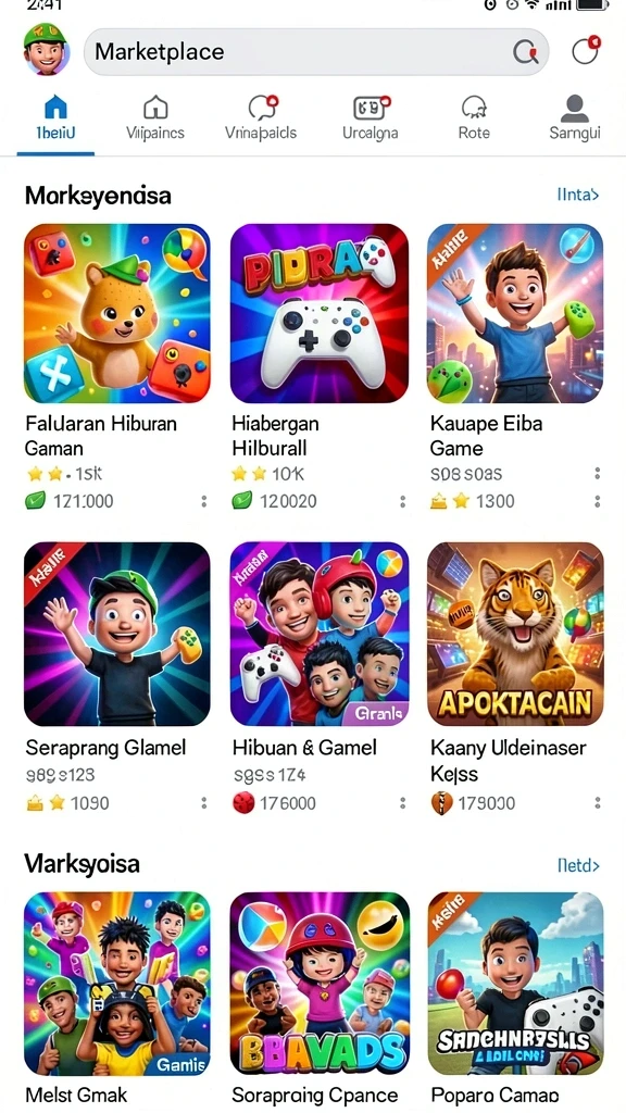Tampilan antarmuka permainan yang menarik dan mudah dinavigasi.