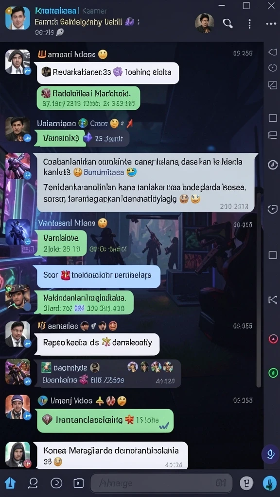 Tangkapan layar aplikasi menunjukkan antarmuka yang berwarna-warni.