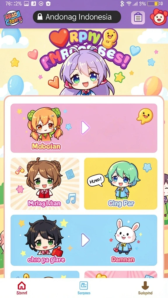 Menu game yang ramah pengguna dan mudah dinavigasi.