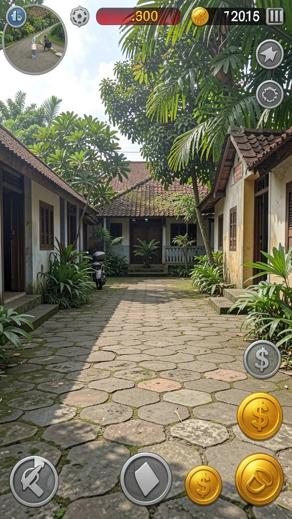 Tangkapan layar menampilkan pemandangan indah dari dunia dalam game.